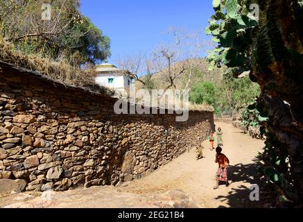 Das Äußere des Großen Mondtempels in Yeha, Äthiopien. Stockfoto