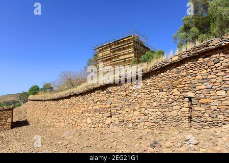 Das Äußere des Großen Mondtempels in Yeha, Äthiopien. Stockfoto