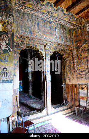 Die gut erhaltenen Wandmalereien der Abreiha und Atsbeha Kirche in der Region Tigray im Norden Äthiopiens. Stockfoto