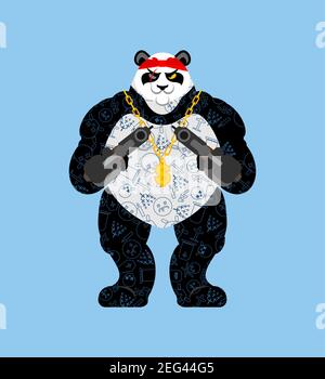 Panda-Gangster und Bandit. Cooler Bär. SWAG Gangsta. Tierrapper Stock Vektor