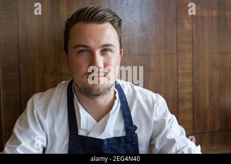 Tomos Parry Chef im Restaurant Brat Stockfoto