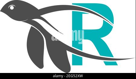 Meeresschildkröte Symbol mit Buchstabe R Logo Design Illustration Vorlage Stock Vektor