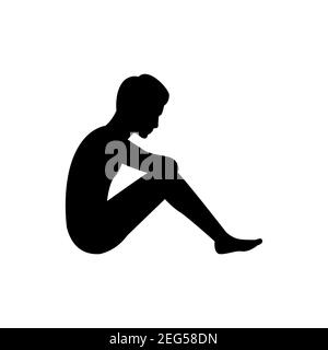 Schwarze Silhouette Design mit isolierten weißen Hintergrund der Menschen sitzen Leider, Vektor-Illstration Stock Vektor