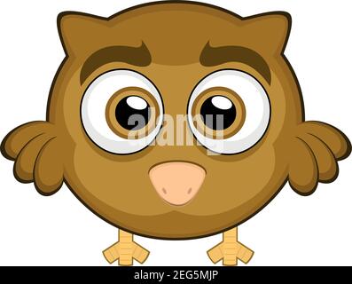 Vektor Emoticon Illustration eines niedlichen Cartoon Eule Vogel Beute Stock Vektor