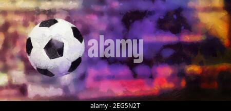 Fußball in der Luft. Künstlerische Arbeit zum Thema Sport und Erholung Stockfoto