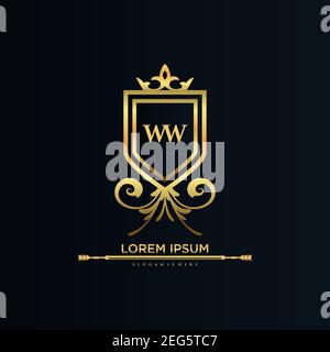 WW Letter Initial mit Royal Template.elegant mit Krone Logo Vektor, Kreative Schriftzug Logo Vektor Illustration Art. Stock Vektor