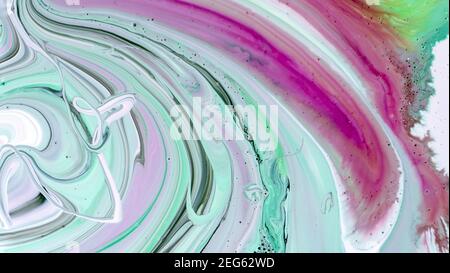 Tinte, Farbe, abstrakt. Nahaufnahme. Bunte abstrakte Malerei Hintergrund. Ölfarbe mit hoher Textur. Hochwertige Teile. Stockfoto