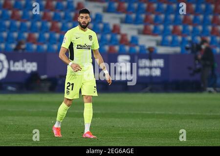 Valencia, Spanien. Feb 17 2021: Yannick Carrasco von Atletico de Madrid während der spanischen Meisterschaft La Liga Fußball mach zwischen Levante und Atletico de Madrid am 17. Februar 2021 im Estadio Ciutat de Valencia in Valencia, Spanien - Foto Maria Jose Segovia/Spanien DPPI/DPPI/LiveMedia Credit: Paola Benini/Alamy Live News Stockfoto