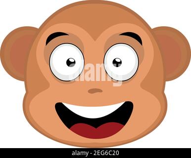 Vector Emoticon Illustration Cartoon eines Affen Kopf mit einem glücklichen Ausdruck und lächelnd Stock Vektor