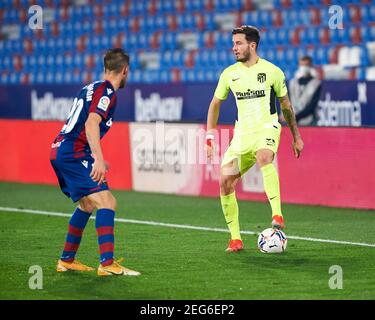 Valencia, Spanien. Feb 17 2021: Saul Niguez von Atletico de Madrid während der spanischen Meisterschaft La Liga Fußball mach zwischen Levante und Atletico de Madrid am 17. Februar 2021 im Estadio Ciutat de Valencia in Valencia, Spanien - Foto Maria Jose Segovia/Spanien DPPI/DPPI/LiveMedia Credit: Paola Benini/Alamy Live News Stockfoto