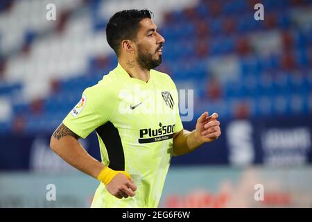 Valencia, Spanien. Feb 17 2021: Luis Suarez von Atletico de Madrid während der spanischen Meisterschaft La Liga Fußball mach zwischen Levante und Atletico de Madrid am 17. Februar 2021 im Estadio Ciutat de Valencia in Valencia, Spanien - Foto Maria Jose Segovia/Spanien DPPI/DPPI/LiveMedia Credit: Paola Benini/Alamy Live News Stockfoto