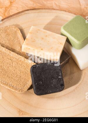 Solid Shampoo Seife Conditioner Bar, natürliche Körperpflege umweltfreundliche Produkte Stockfoto