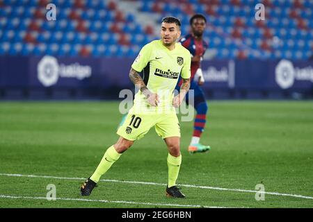 Valencia, Spanien. Feb 17 2021: Angel Correa von Atletico de Madrid während der spanischen Meisterschaft La Liga Fußball mach zwischen Levante und Atletico de Madrid am 17. Februar 2021 im Estadio Ciutat de Valencia in Valencia, Spanien - Foto Maria Jose Segovia/Spanien DPPI/DPPI/LiveMedia/Sipa USA Credit: SIPA USA/Alamy Live News Stockfoto