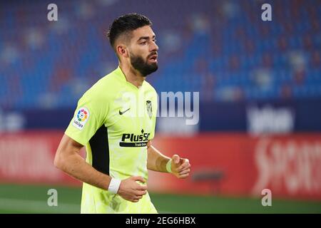 Valencia, Spanien. Feb 17 2021: Yannick Carrasco von Atletico de Madrid während der spanischen Meisterschaft La Liga Fußball mach zwischen Levante und Atletico de Madrid am 17. Februar 2021 im Estadio Ciutat de Valencia in Valencia, Spanien - Foto Maria Jose Segovia/Spanien DPPI/DPPI/LiveMedia/Sipa USA Credit: SIPA USA/Alamy Live News Stockfoto