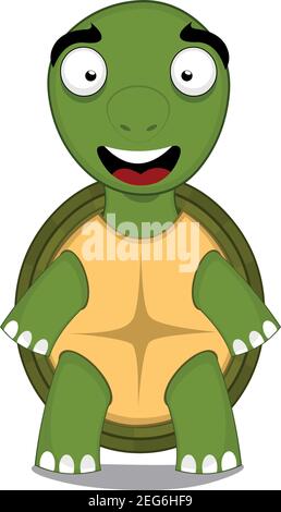 Vektor-Figur Illustration einer schönen Cartoon Schildkröte mit einem glücklichen Ausdruck Stock Vektor