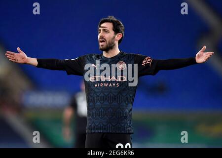 Liverpool, Großbritannien, 17th. Februar 2021. Bernardo Silva von Manchester City reagiert. Kredit: Anthony Devlin/Alamy Live Nachrichten Stockfoto