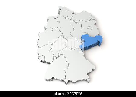Karte von Deutschland mit Sachsen Region. 3D Rendering Stockfoto