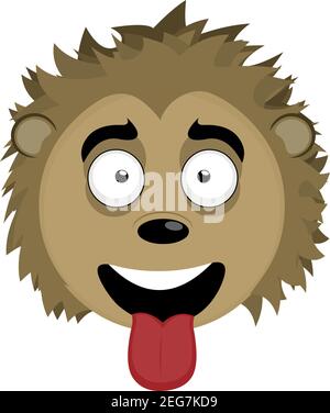 Vector Emoticon Illustration Cartoon eines Stachelschweines´s Kopf mit glücklichen Ausdruck und ragt aus der Zunge Stock Vektor
