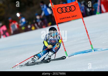 Olympia delle Tofane, Cortina (BL), Italien, 18. Februar 2021, Sara Hector (SWE) hält den 20th. Platz nach dem ersten Lauf während 2021 FIS Alpine Ski Weltmeisterschaften - Riesenslalom - Damen, alpines Skirennen - Foto Francesco Scaccianoce / LM Credit: LiveMedia/Alamy Live News Stockfoto