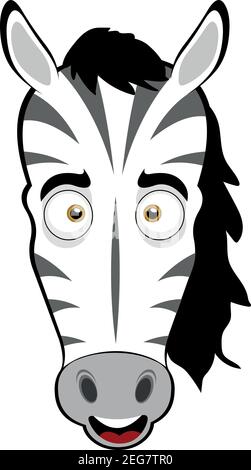 Vector Emoticon Illustration Cartoon eines Zebras Kopf mit einem glücklichen Ausdruck und lächelnd Stock Vektor