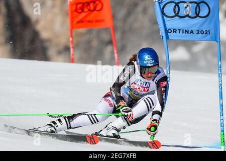 Cortina, Italien. Feb 18 2021:Petra VLHOVA (SVK) 2021 FIS Alpine Skiweltmeisterschaft - Riesenslalom - Damen, alpines Skirennen in Cortina (BL), Italien., . Februar 18 2021 (Foto: IPA/Sipa USA) Quelle: SIPA USA/Alamy Live News Stockfoto