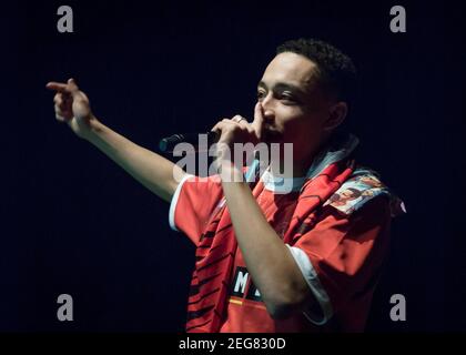 Loyle Carner spielt live auf der Bühne des Shepherd's Bush Empire O2, Shepherd's Bush, London. Bilddatum: Freitag, 17th. Februar 2017. Bildnachweis sollte lauten: © DavidJensen Stockfoto