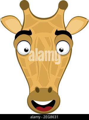 Vector Emoticon Illustration Cartoon einer Giraffe Kopf mit einem glücklichen Ausdruck und lächelnd Stock Vektor