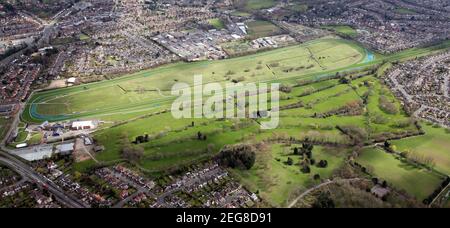 Luftaufnahme von Leicester Racecourse und Leicester Golf Center Stockfoto