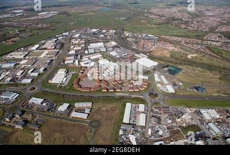 Luftaufnahme des Preston Farm Business Park / Preston Farm Industrial Estate, Stockton-on-Tees Stockfoto