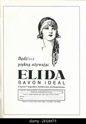 Przedwojenna reklama prasowa mydła ELIDA Savon Ideal, 1933 r Stockfoto