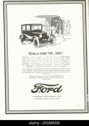 Przedwojenna reklama prasowa karetki FORD TUDOR 1933 r Stockfoto