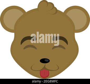 Vector Emoticon Illustration Cartoon einer Maus Kopf mit einem freudigen Ausdruck der Freude mit geschlossenen Augen und ragt aus der Zunge Stock Vektor