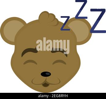 Vector Emoticon Illustration Cartoon einer Maus Kopf mit müdem Ausdruck und seine Augen geschlossen und Schnarchen mit offenem Mund, schlafen Stock Vektor