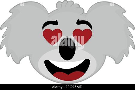 Vector Emoticon Illustration Cartoon eines Koala´s Kopf mit einem Ausdruck der Liebe und mit herzförmigen Augen Stock Vektor