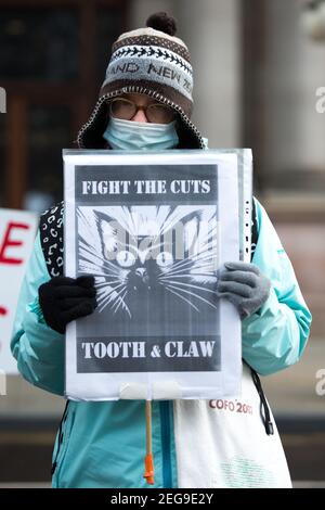 Glasgow, Schottland, Großbritannien. 18. Februar 2021. Im Bild: Susan - Wasserpetitioner. Quelle: Colin Fisher/Alamy Live News. Stockfoto