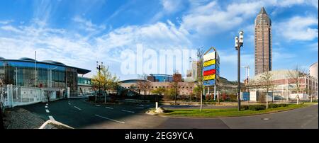 Panorama des Messegeländes in Frankfurt am Main. Messegelände in Frankfurt am Main Stockfoto