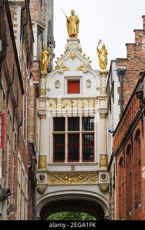 Barocke Ornamente des Palastes der Freiheit von Brügge, Brugse Vrije in Brügge, Belgien Stockfoto