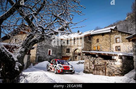 69 Kalle ROVANPERA (FIN), Jonne HALTTUNEN (FIN), TOYOTA GAZOO RACING WRT, TOYOTA Yaris WRC, Aktion während der WRC World Rally Car Championship 2021, Rallye Monte Carlo am 20. Bis 24. Januar 2021 in Monaco - Foto Francois Flamand / DPPI Stockfoto