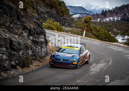 21 Nikolay GRYAZIN (RUS), Konstantin ALEXANDROV (RUS), RUS MOVISPORT WOLKSVAGEN Polo GTI, RC2 Rally2 , Aktion während der Rallye-Weltmeisterschaft 2021, Rallye Monte Carlo am 20. Bis 24. Januar 2021 in Monaco - Foto Grégory Lenormand / DPPI Stockfoto