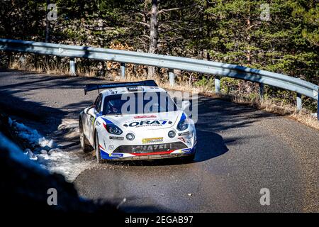 47 Raphael ASTIER (FRA), Frederic VAUCLARE (FRA), ALPINE A110, RGT RGT Autos, Aktion während der WRC World Rally Car Championship 2021, Rallye Monte Carlo am 20. Bis 24. Januar 2021 in Monaco - Foto Grégory Lenormand / DPPI Stockfoto