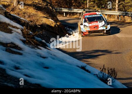 69 Kalle ROVANPERÄ (FIN), Jonne HALTTUNEN (FIN), TOYOTA GAZOO RACING WRT, TOYOTA Yaris WRC, Aktion während der WRC World Rally Car Championship 2021, Rallye Monte Carlo am 20. Bis 24. Januar 2021 in Monaco - Foto Grégory Lenormand / DPPI Stockfoto