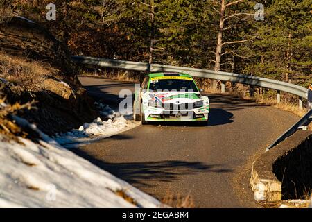 25 Andreas MIKKELSEN (NOR), Ola FLOENE (NOR), TOKSPORT WRT SKODA Fabia Evo, RC2 Rally2, Aktion während der Rallye-Weltmeisterschaft 2021, Rallye Monte Carlo am 20. Bis 24. Januar 2021 in Monaco - Foto Grégory Lenormand / DPPI Stockfoto