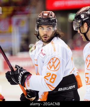 Düsseldorf, Deutschland. Februar 2021, 16th. Jordan BOUCHER (WOB) Eishockey 1st Bundesliga, DEL Group North Spieltag 18, Düsseldorfer EG (DEG) - Grizzlys Wolfsburg (WOB) 1: 2 OT, am 16. Februar 2021 in Düsseldorf Â zur weltweiten Nutzung Quelle: dpa/Alamy Live News Stockfoto