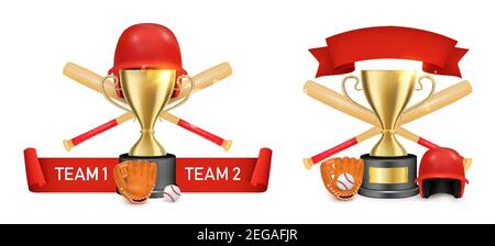 Baseball Sport Game Club, Meisterschaft, College League Label, Logo, Badge-Set, vektor-isolierte Illustration. Stock Vektor
