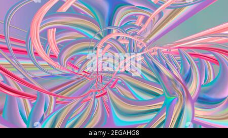 Abstrakter pastellfarbener Hintergrund mit Linien und Formen. 3D Bild Stockfoto