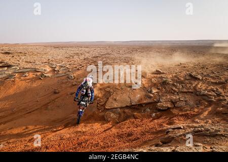 99 Vega Puerta Javier (esp), Yamaha, Pont Grup Yamaha, Original von Motul, Moto, Bike, Action Crash, Unfall während der 8th Etappe der Dakar 2021 zwischen Sakaka und Neom, in Saudi-Arabien am 11. Januar 2021 - Foto Frédéric Le Floc'h / DPPI Stockfoto