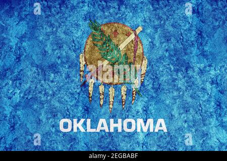 Metallische Oklahoma Staatsflagge, Oklahoma Flagge Hintergrund metallische Textur Stockfoto