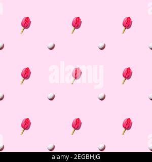 Rosa Tulpen auf rosa Hintergrund Stockfoto