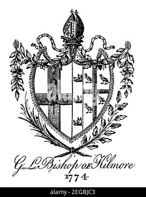 1774 Exlibris für G L (George Lewis Jones) Church of Ireland, Bishop of Kilmore, Co Cavan 1775-1790 Stockfoto