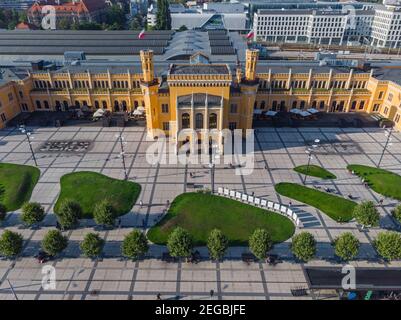 Breslau August 6 2019 Luftaufnahme zur Breslauer Hauptbahn Station Stockfoto